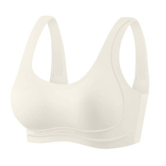 HomeDM Womens Wireless Bras, Seamless Full Coverage Everyday Bras Comfort Push Up No Underwire Supportive Bralettes, White, M