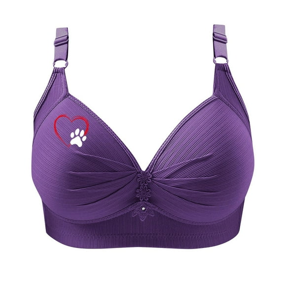 HomeDM Womens Wireless Bras Soft Supportive Bra Plus Size No Underwire Push Up Comfortable Bralette Everyday Bras Full Coverage, Purple Sizes XS-4XL