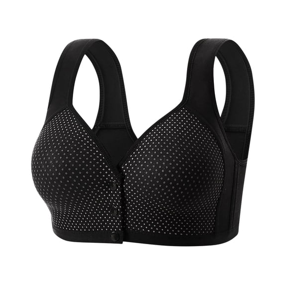 HomeDM Womens Wireless Front Closure Bras, Comfort Full Coverage Seamless Push Up Bralette Lift Everyday Bras, Black, M
