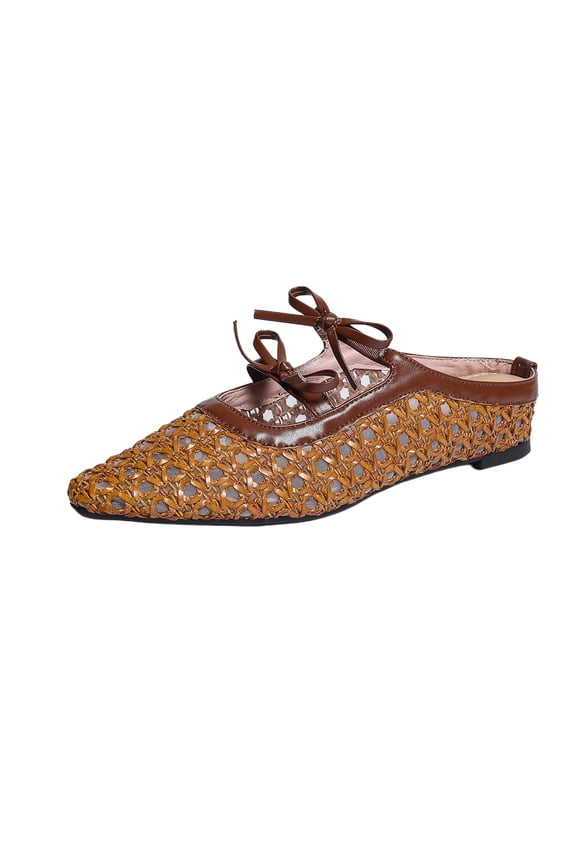 Womens Woven Mesh Mary Jane Flats Closed Pointed Toe Slip-On Ballet Flat Dress Shoes for Office Casual Size 6