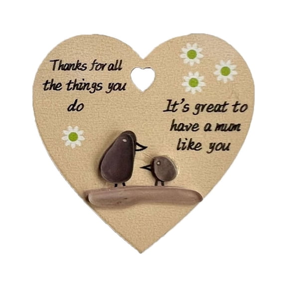 HomeDM Wooden Heart Plaque Heart Shaped with Inspirational Quotes Thank You Sign Decor Gift for Mother Mom Mother's Day Birthday Thanksgiving Day Christmas