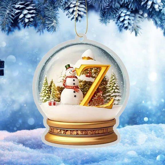HomeDM Yellow 26 Letter Ornaments for Christmas Tree, 2D Flat Acrylic Crystal Ball Pendant for Xmas Holiday Home Decor Wreaths Festive Wedding Hanging Ornaments, Letter Z