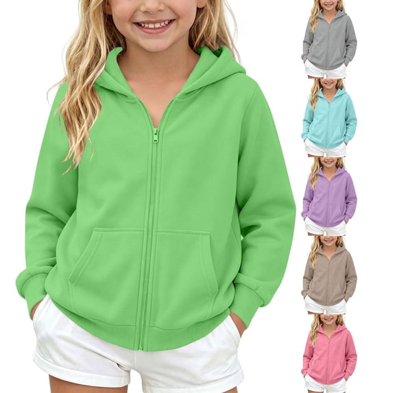 HomeDM Zip-Up Hoodies for Boys and Girls Long Sleeve Sweatshirts with Front Pockets