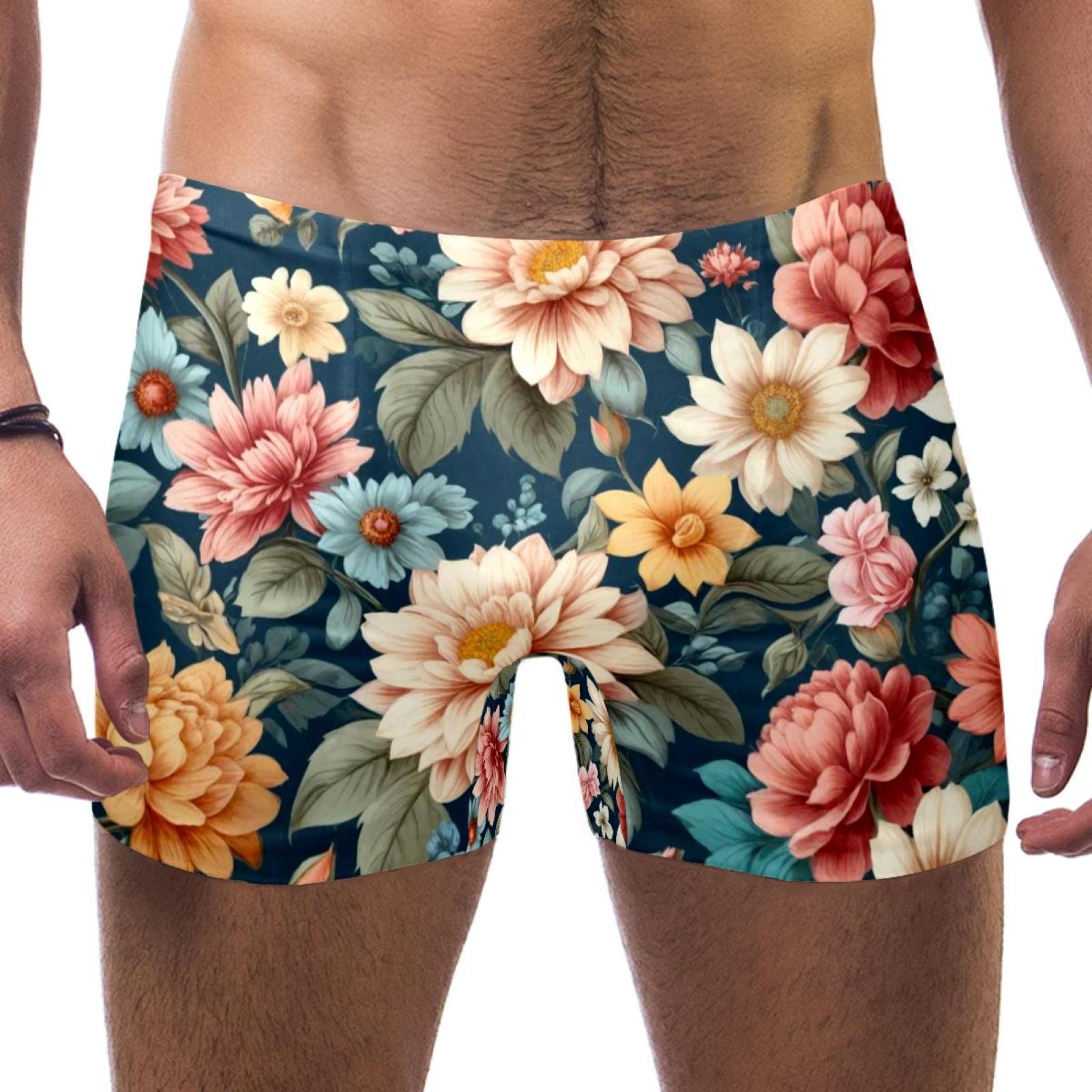 HomeDecorZone Beautiful Hibiscus Flower Men's Boxer Swim Briefs