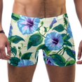 HomeDecorZone Blue Morning Glory Blossoms Pattern Men's Boxer Swim