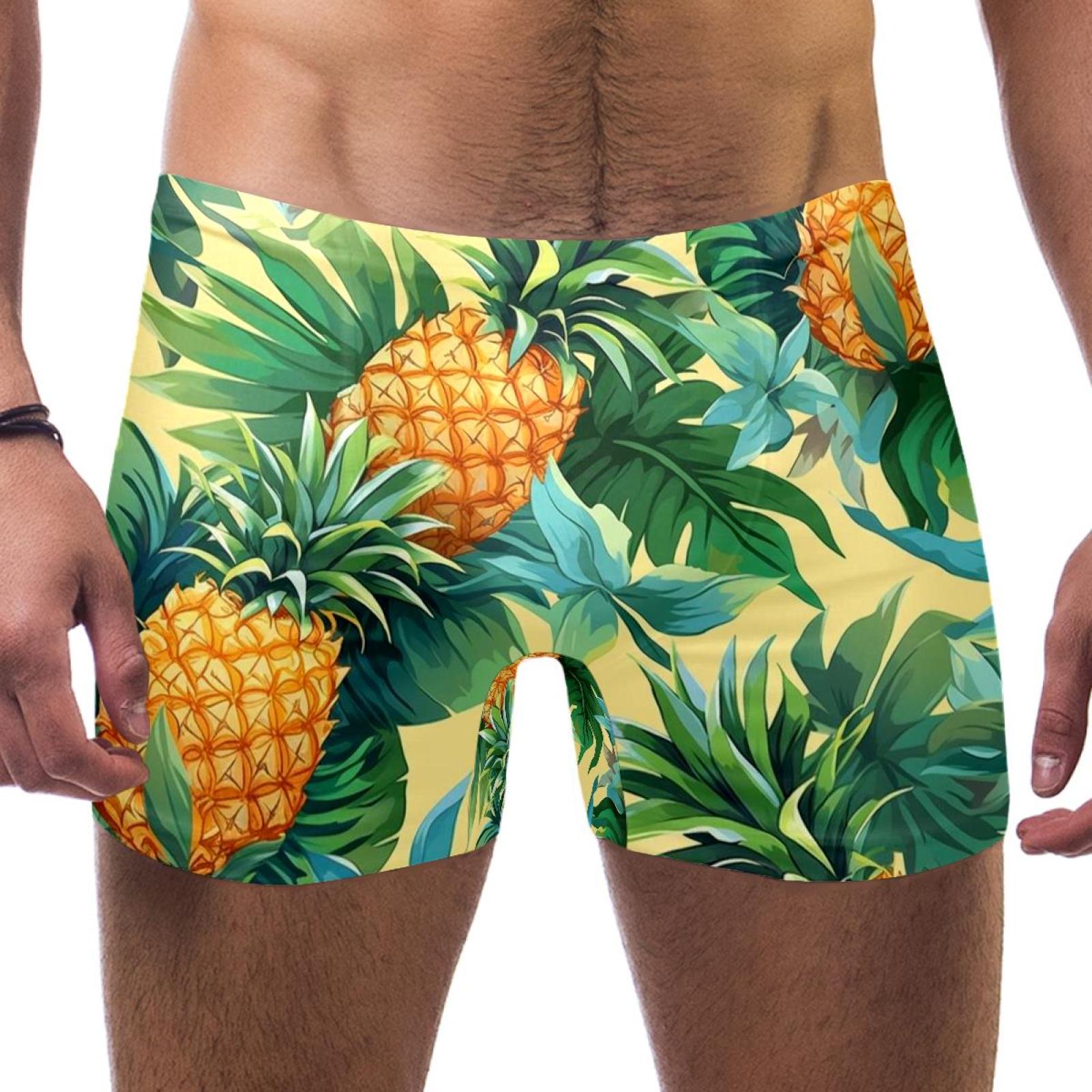 HomeDecorZone Colored Pineapple Men's Boxer Swim Briefs Comfortable