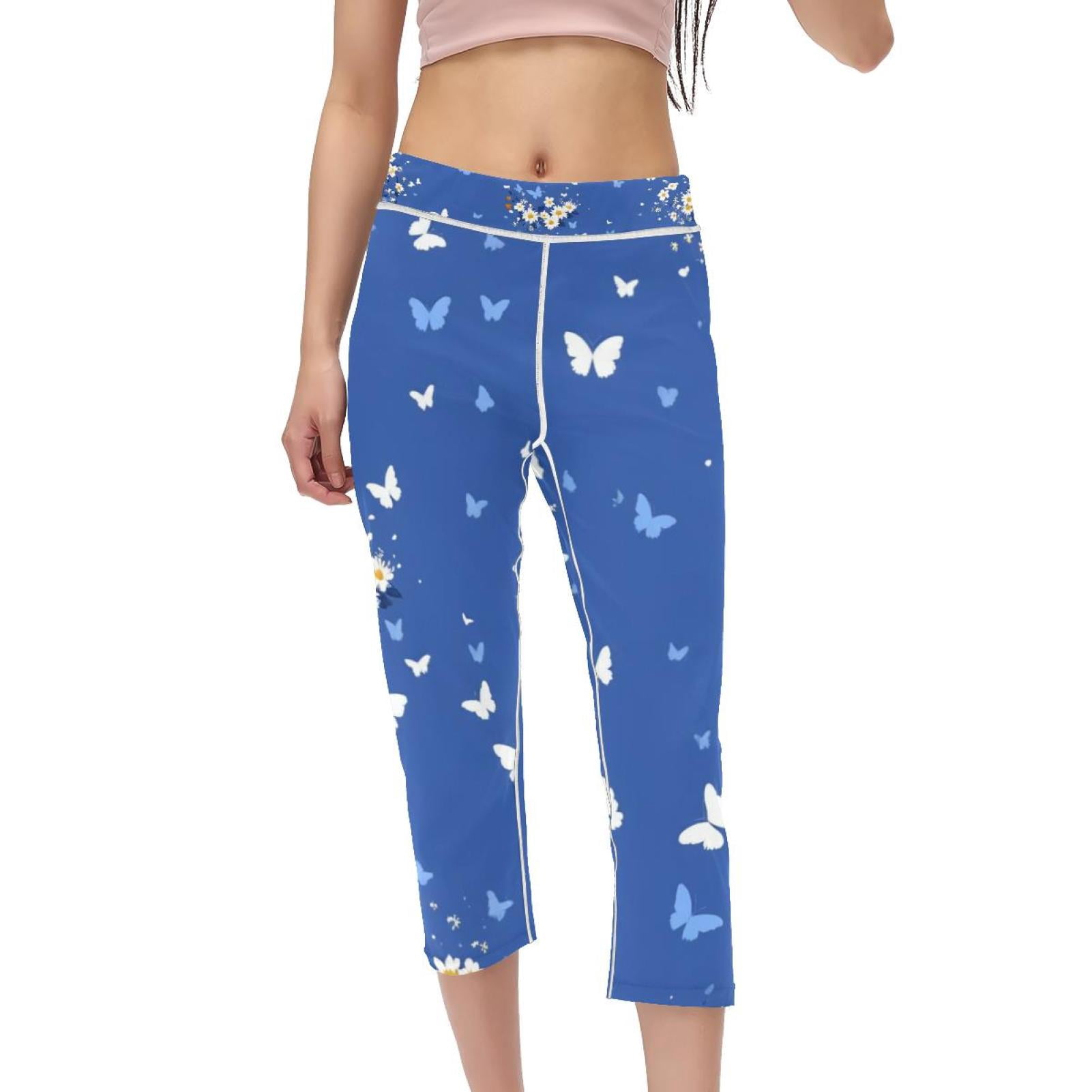 HomeDecorZone Colorful Butterfly Print Women's Yoga Pants Stretch
