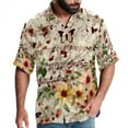 HomeDecorZone Music Notes Floral Stand Collar Lightweight Men's Shirt L