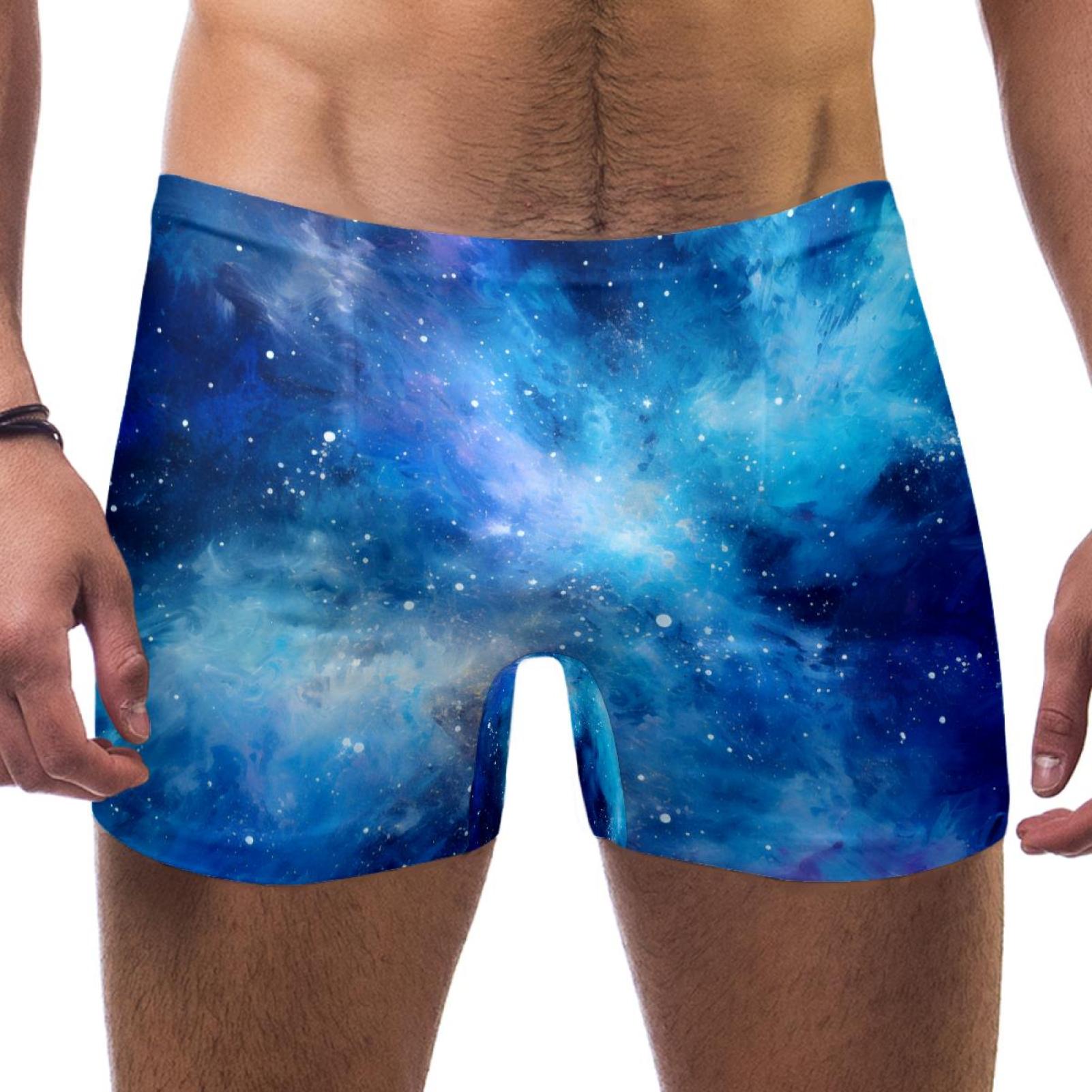 HomeDecorZone Starry Sky Blue Men's Boxer Swim Briefs Comfortable