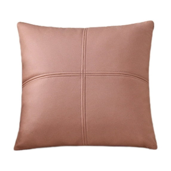 HomeDm Faux Leather Throw Pillow Covers 17.7x17.7 Inches, Leather Pillow Cover, Hand Stitched Leather Decorative Pillow Cover for Couch Sofa Bed Living Room Home Garden