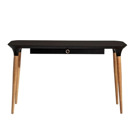 HomeDock Solid Wood Office Desk with Internal Organizers in Black & Cinnamon
