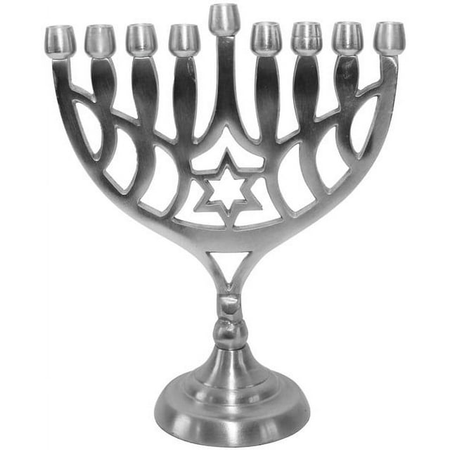 HomeEssentials Star of David Menorah -Pewter - 8.5"H-Magen David