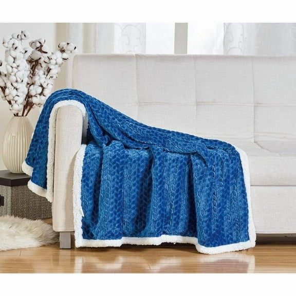 HomeEssentials Ultra Lush Heavy Sherpa Throw Blanket (50" x 60") - Royal Blue