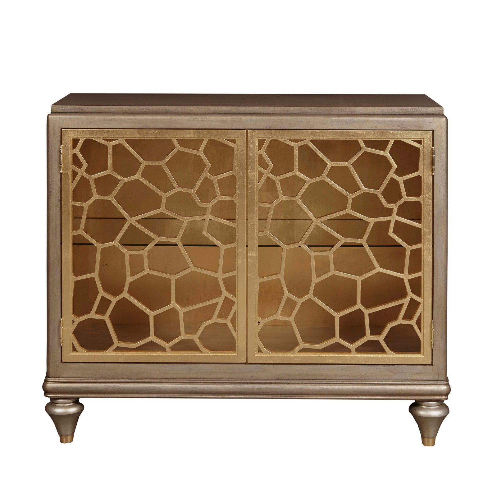 Contemporary 40'' Gold and Brown Buffet with Adjustable Shelving