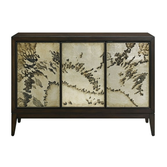 HomeFare Abstract Three Door Sideboard with Interior Storage in Brown