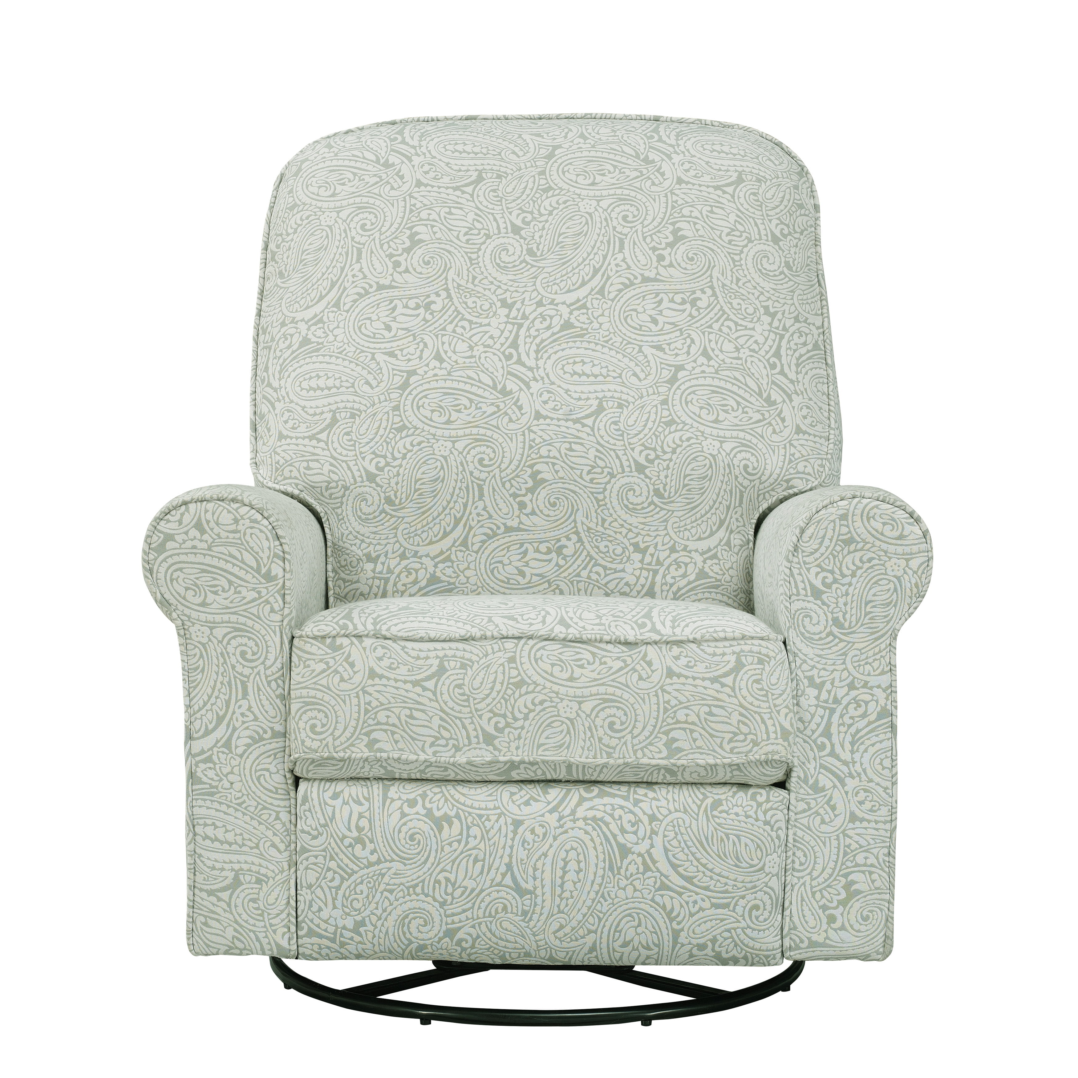 HomeFare Ashewick Swivel Glider Recliner in Spearmint Paisley