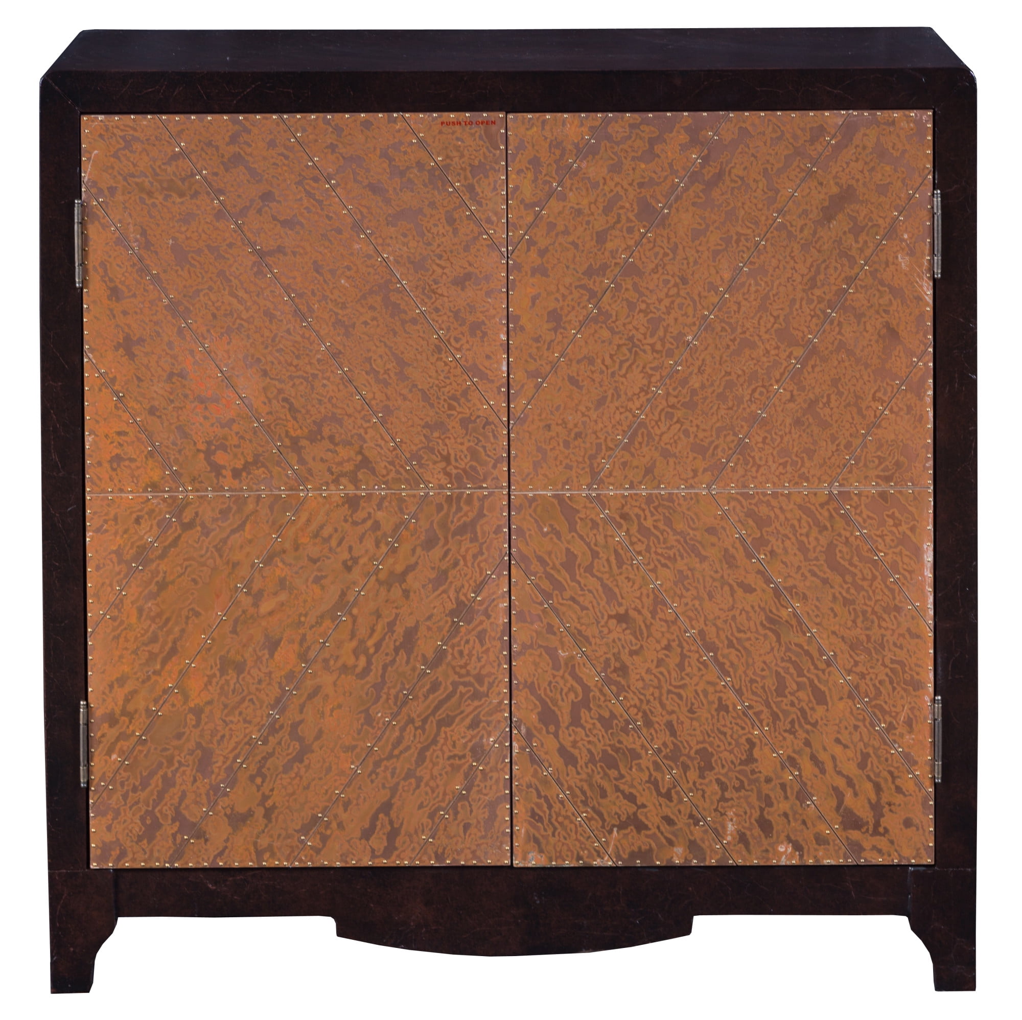 HomeFare Copper Chevron Door Bar Wine Cabinet Brown
