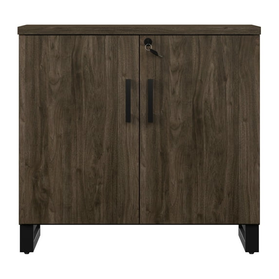 HomeFare Industrial Farmhouse 2 Door Storage Cabinet Dark Brown Weathered Oak