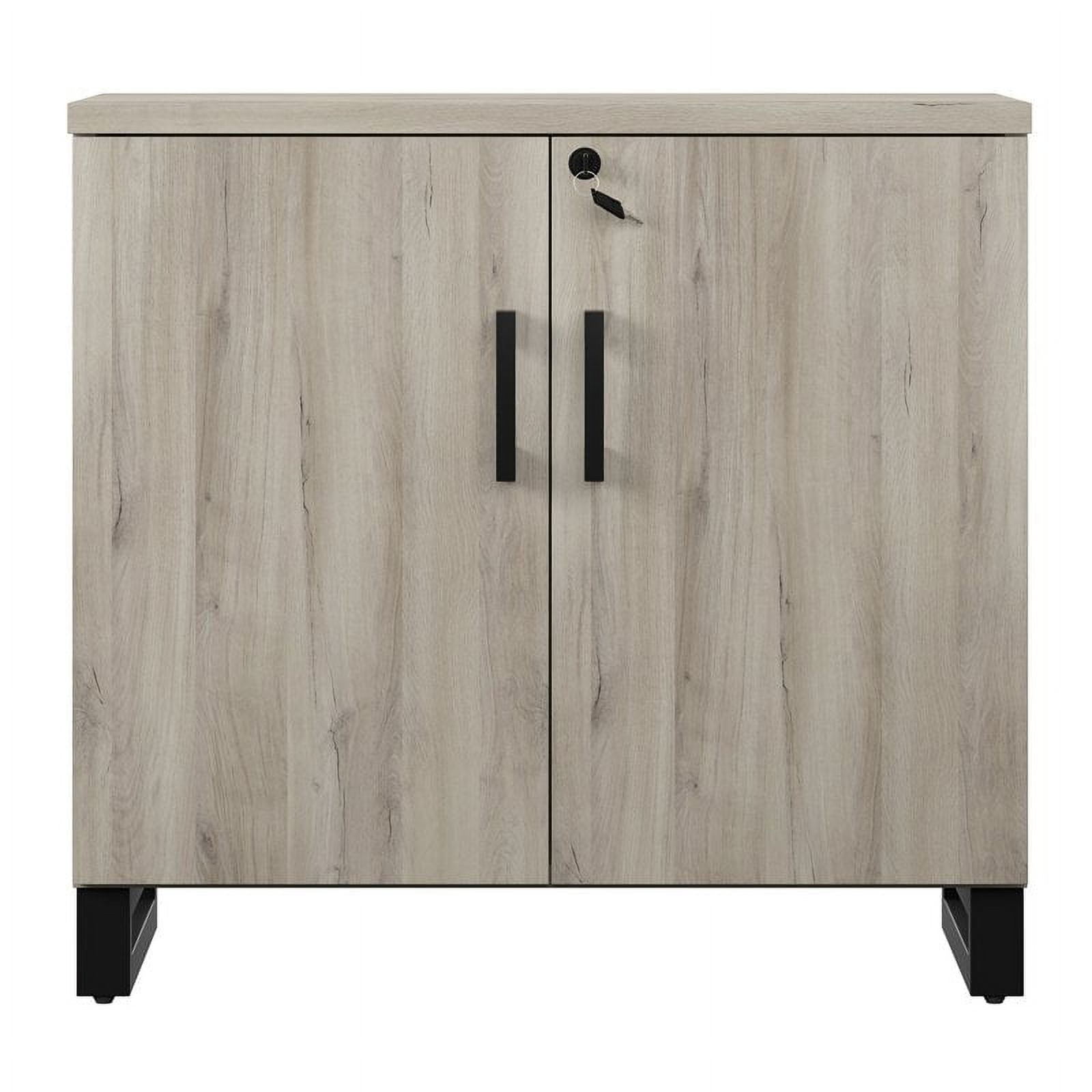 HomeFare Industrial Farmhouse 2 Door Storage Cabinet Gray Weathered Oak