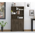 thumbnail image 1 of HomeFare Industrial Farmhouse Bookcase with Storage Cabinet Dark Brown Weathered Oak, 1 of 1