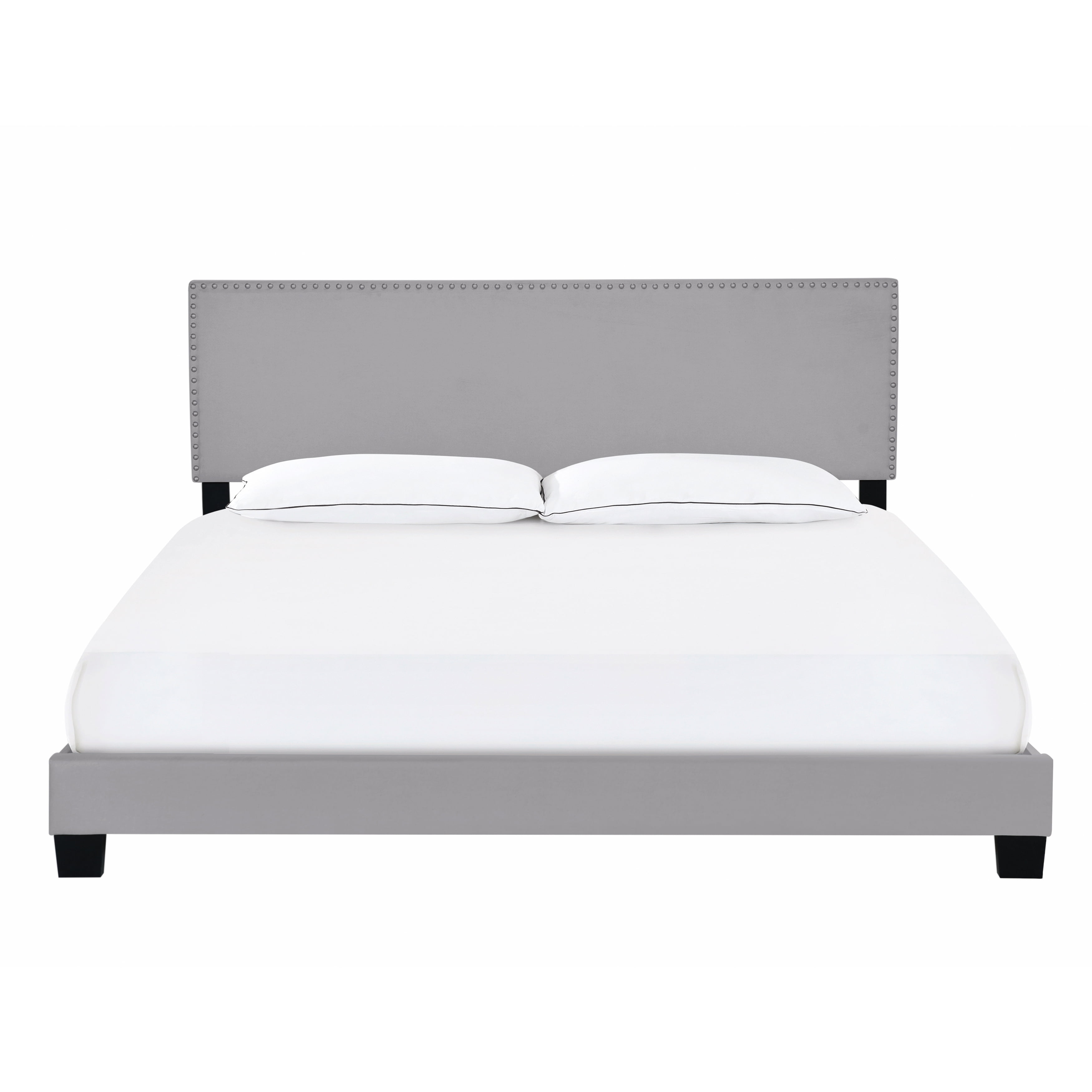 HomeFare King tailored Upholstered Nail Trimmed One Box Bed Glacier Gray