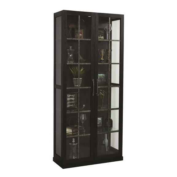 HomeFare Modern Rustic Curio Cabinet Black and Ash