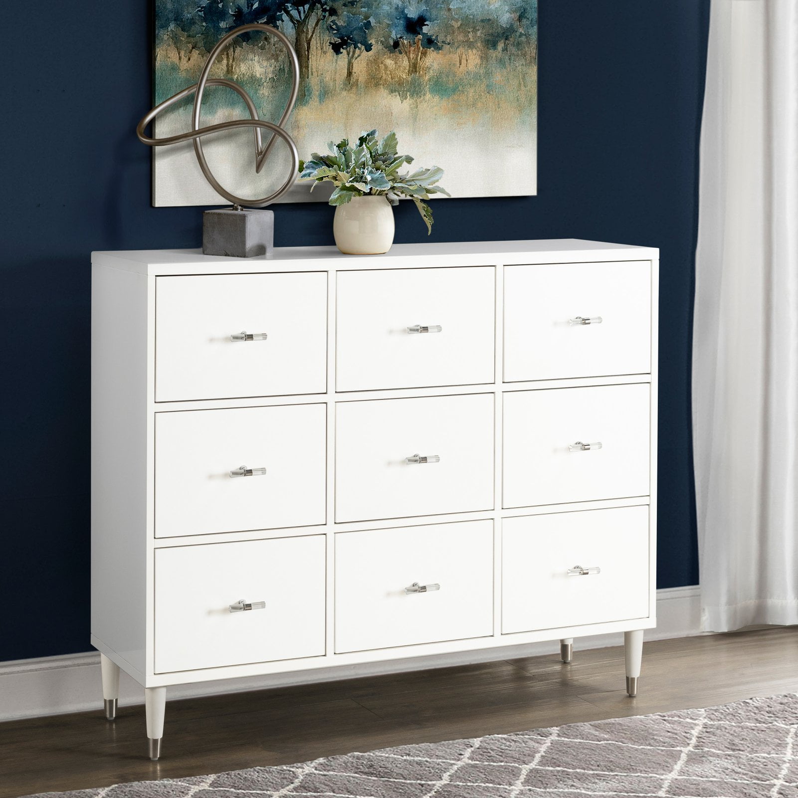 HomeFare White 9 Drawer Accent Chest Walmart