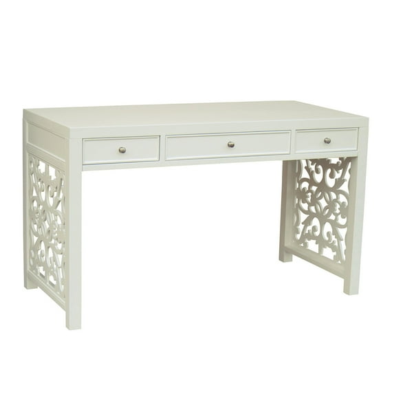 HomeFare White Fretwood Side Panel Desk