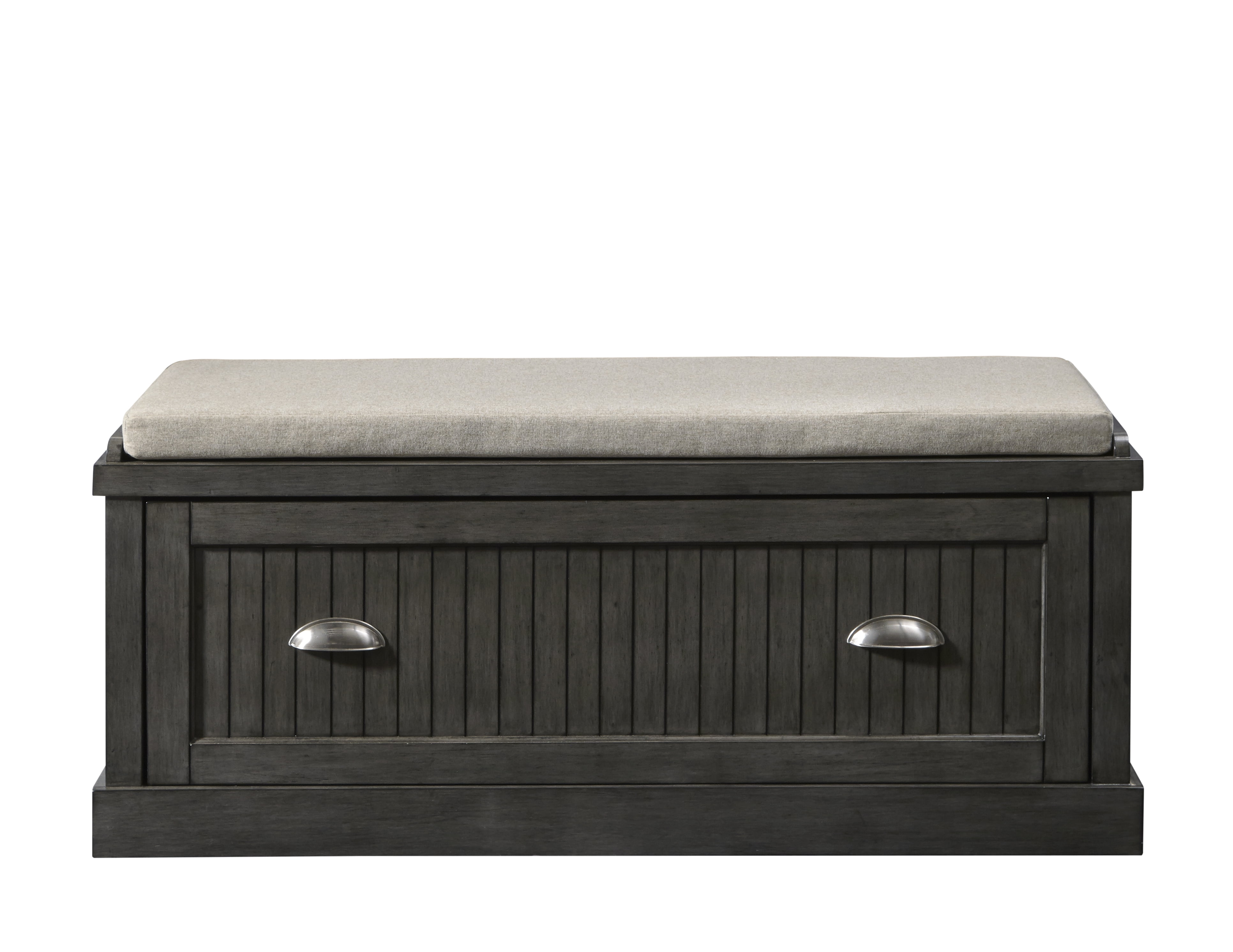 Home Fare Fabric Upholstered Hidden Drawer Storage Bench in Gray