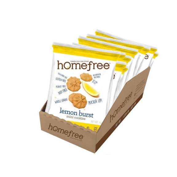 HomeFree Treats Lemon Burst Mini Cookies, 0.95 Oz, Case Of 10 Packages