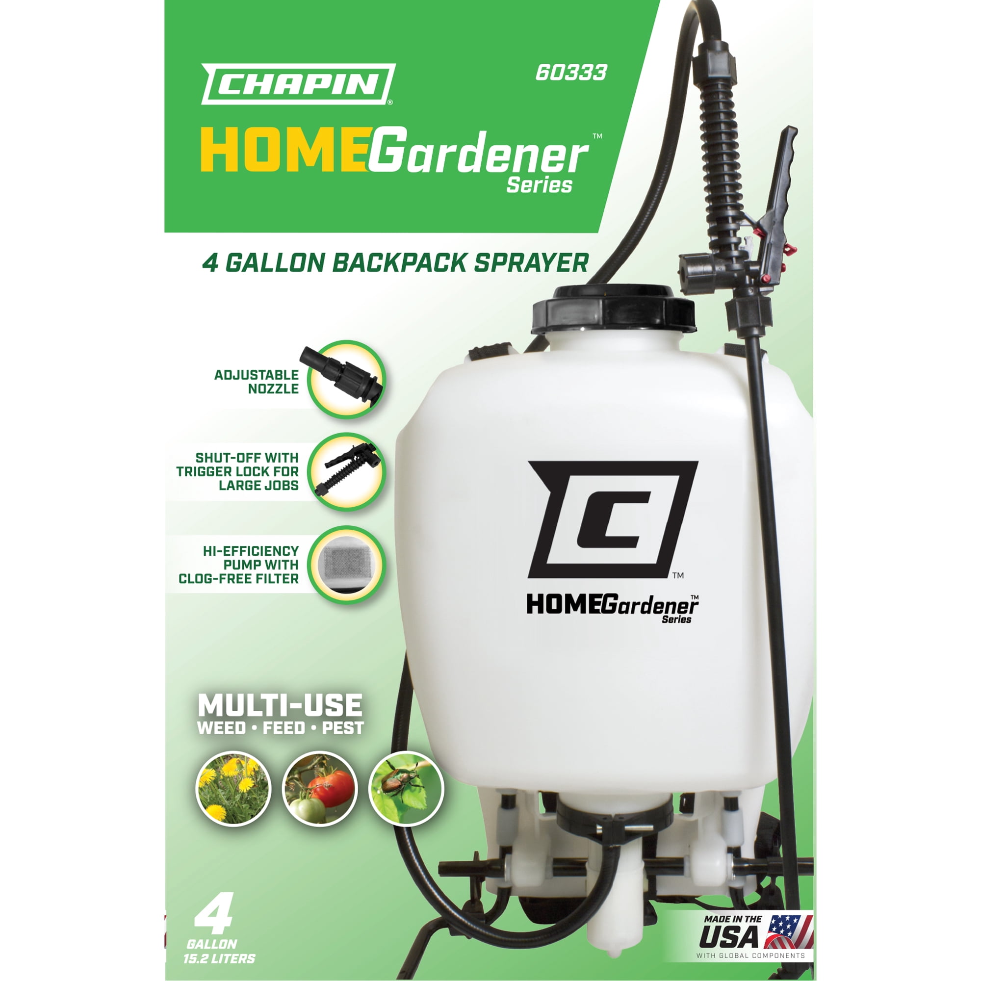 Chapin HomeGardener 60333 4-Gallon Backpack Sprayer for Lawn, Home