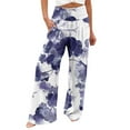 thumbnail image 1 of HomeGardon 2025 Pants for Women Womens Pants Clearance Elastic High Waisted Linen Palazzo Pants Wide Leg Long Lounge Pant Trousers with Pockets Full Length Beach Pants Vocation Daily Life S-XXL, 1 of 5