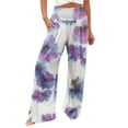 thumbnail image 1 of HomeGardon 2025 Pants for Women Womens Pants Clearance Elastic High Waisted Linen Palazzo Pants Wide Leg Long Lounge Pant Trousers with Pockets Full Length Beach Pants Vocation Daily Life S-XXL, 1 of 5