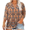 thumbnail image 1 of HomeGardon 3/4 Length Sleeve Womens Tops,Plus Size Spring Clothes for Women Women's Casual Plus Size Printed 3/4 Sleeve V-Neck Blouse Fashionable and Comfortable Top,L-XXXXXL, 1 of 5