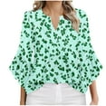 thumbnail image 1 of HomeGardon 3/4 Length Sleeve Womens Tops Summer Tops for Women Ladies' Spring and Summer Casual Non Positioning Printed Quarter Sleeve V-neck Top/shirt,S-XXL, 1 of 6