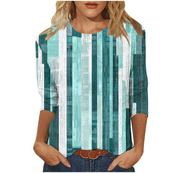 HomeGardon 3/4 Length Sleeve Womens Tops Summer Tops for Women Women Fashionable and Comfortable Fashion CasualT-shirt Loose and Elastic Non Positioning Printing,S-XXL