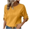 thumbnail image 1 of HomeGardon 3/4 Length Sleeve Womens Tops Summer Tops for Women Fashion Women's Summer Three Quarter Round-Neck Solid Comfy Tank Tops,S-XXL, 1 of 4