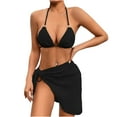 thumbnail image 1 of HomeGardon 3 Piece strappy bikini Swimsuits for Women,Women's 3 Piece Bathing Suits Halter Ring Bikini Set with Cover Up Skirt,bikini sets for women, 1 of 6