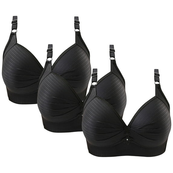 HomeGardon 3PCS Plus Size Bras For Women , Wire Free Comfortable Push Up Hollow Out Bra Underwear,Woman's Solid Color Comfortable Hollow Out Bra Underwear No Rims