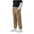 thumbnail image 1 of HomeGardon Back to School Boys and Girls Pants Sweatpants for Unisex Children's Solid Color Elastic Waistband with Pockets and Ankle Cuffs Mid Size Children's Casual Pants, 1 of 3