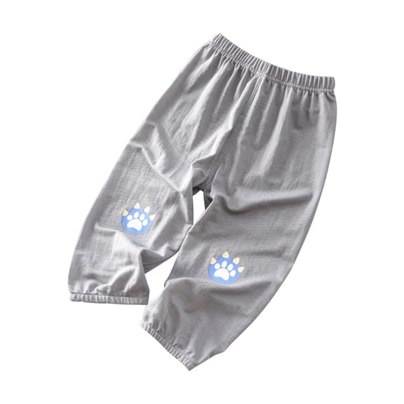 HomeGardon Back to School Boys Linen Pants Summer Casual Summer Boys' Pants Cotton Linen Strap Dinosaur Print Mosquito Proof Pants