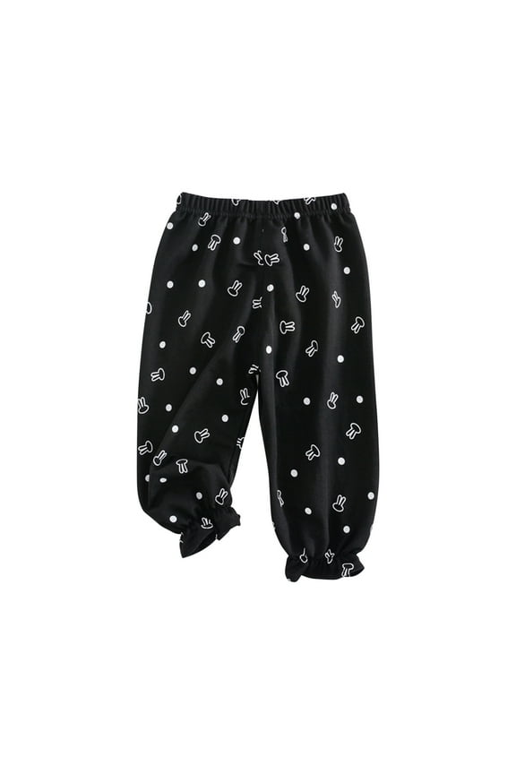 Back to School Boys Linen Pants Summer Casual Summer Boys' Pants Cotton Linen Strap Print Mosquito Proof Pants