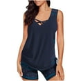 thumbnail image 1 of HomeGardon Bikini Sets for Women Plus Szie Swimsuits for Women Two Piece Bathing Suits Blouson Top with Sporty Boy Shorts Dark Blue XXL, 1 of 5