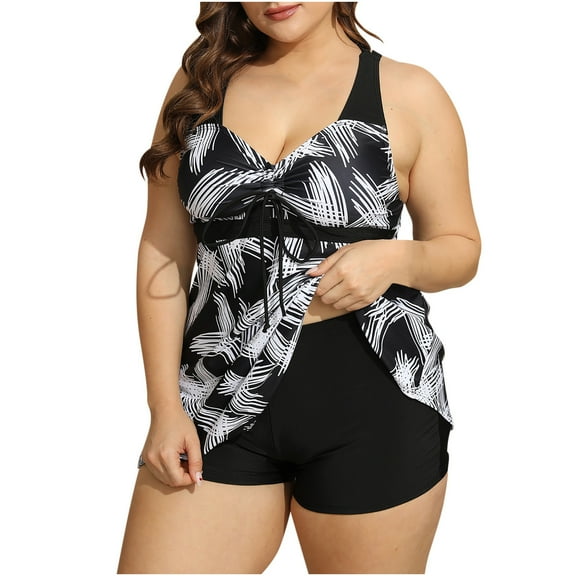 HomeGardon Bikini Sets for Women Plus Szie Womens Plus Size Swimsuit Two Piece Bathing Suits Flowy Swim Tops with Boy Shorts