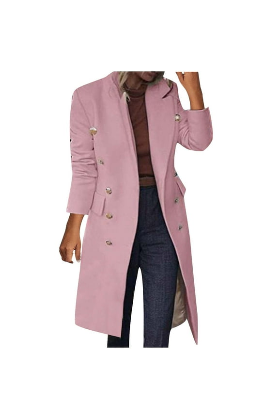 Blazers for Women Woman Elegant Double Breasted Work Office Blazer Long Sleeve Fitted Coat Jacket Blazers with Pocket, Mid-length Business Casual Buttons Open Front Cardigan