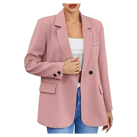 HomeGardon Blazers for Women Womens Casual Long Sleeve Blazers Solid Color Knit Blazer Work Office Open Front Blazer Jacket, Womens Blazer for Work Lapel Collar Blazer Jackets with Pockets