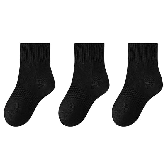 HomeGardon Boys and Girls Socks Toddler Socks Children's 3PC Boys and Girls Student Solid Color Cotton Mid LengthTube Socks Sports Socks Sweat Absorbing and Odor Pro of Socks