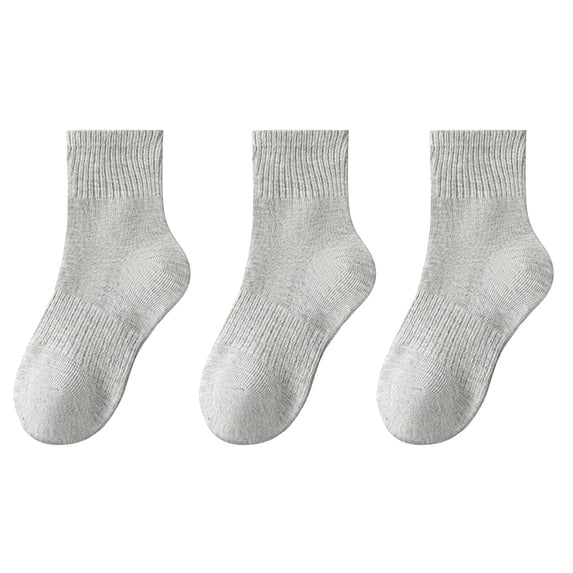 HomeGardon Boys and Girls Socks Toddler Socks Children's 3PC Boys and Girls Student Solid Color Cotton Stockings Sports Socks Sweat Absorbing and Odor Pro of Socks