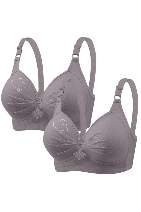 Bras 2PCs Push Up Bra for Women Plus Size Comfort Brassiere Wide Back Underwire Bra Hide Back Fat Smoothing Bra Seamless Underwire T-Shirt Bra Gathering Sexy Solid Bra 4XL