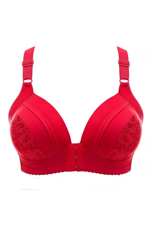 Bras Front Closure Bra for Women,Wireless Full Freedom Comfort Women's Front Closure Bra Underwire Unlined Plus Size Lacy Unpadded Full Coverage Racerback T-Shirt Bras